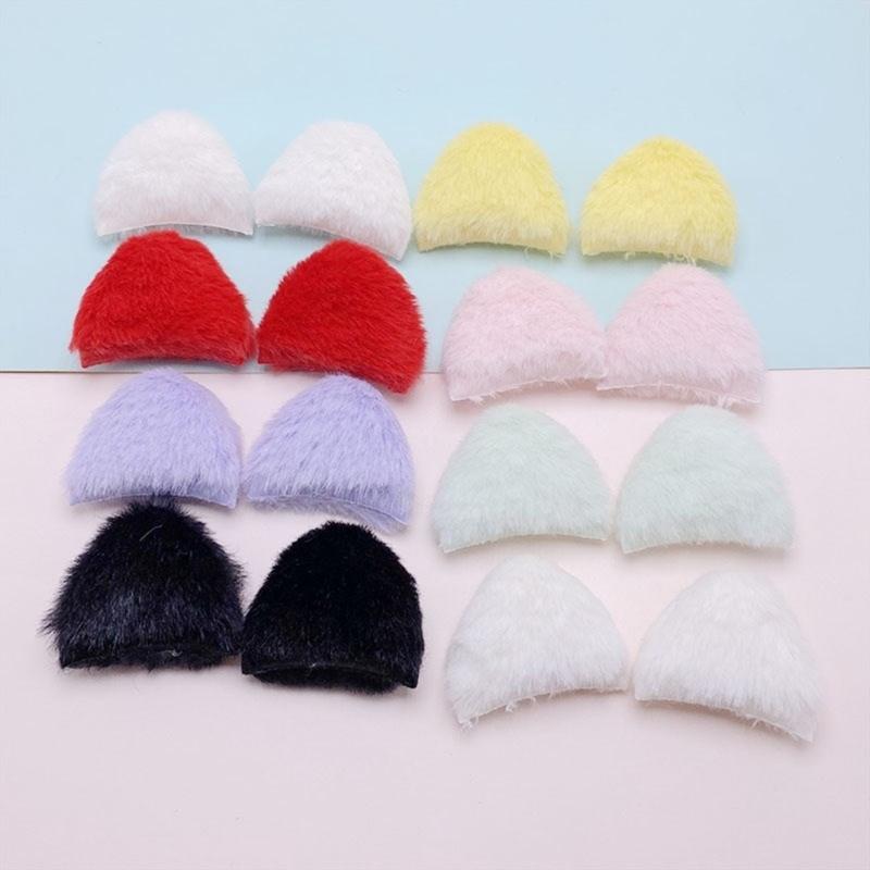 10 Pcs Handmade DIY Hair Clips Cat Ears Lovely Furry Hair Barrettes Hairpin for Creative Hair Styling Accessories