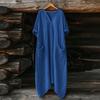 Women's V-neck Long Dress With Pockets