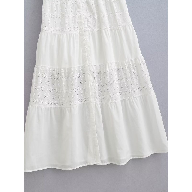 Kaslead New Arrival Women's Clothing Fashion Style Fashion Cotton Decorated Row Button Sling Dress Uwl740051