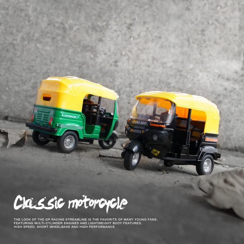 Alloy Indian Three-wheeled Motorcycle Comeback With Lights Music Model Toy Retro Car Model