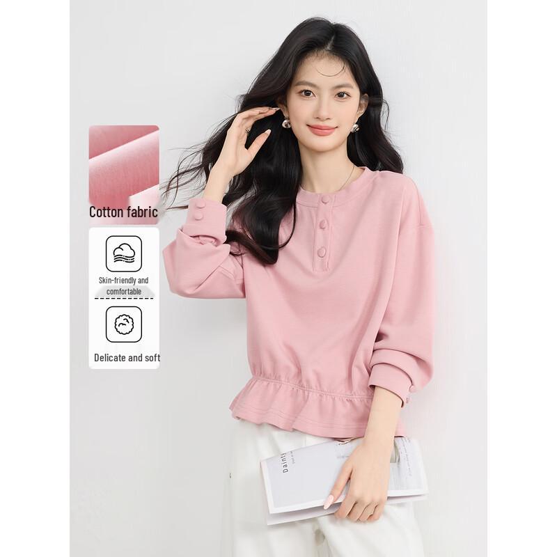 

Women s Pleated Round Neck Sweatshirt XL