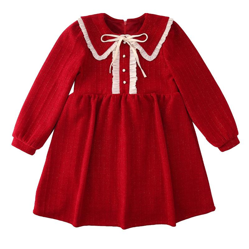 Girls Red Princess Dress for Christmas and New Year Holidays