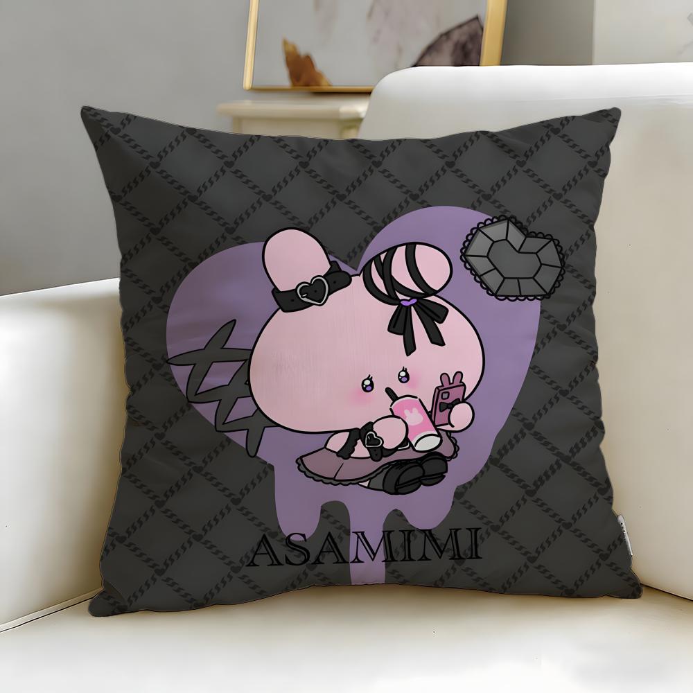 virtual character Asamimichaan Asleep Cushion Cover Soft & Easy-Wash Pillow Case – Versatile for Couch, Bed, Travel and Office