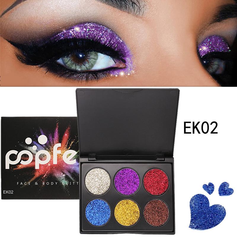 6 Colors Diamond Glitter Eye Shadow Sequin Eyeshadow Palette Makeup Palettes