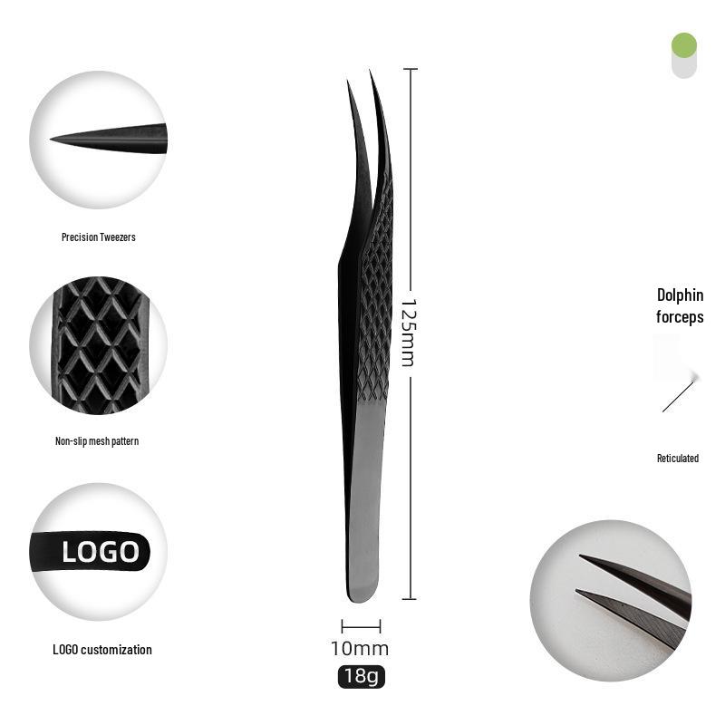 Golden Feather Stainless Steel Eyelash Tweezers for Grafting and Extensions
