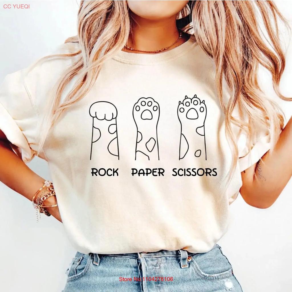 Rock Paper Scissors T Shirt Funny Cat Paw For Lover Owner Sweater Paws Pet Mom Vintage Stylish Breathable Homme Casual