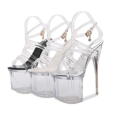 Ladies Stiletto Shoes Crystal Transparent Sexy Fashion Sandals 19cm Heel 9cm Platform WZ