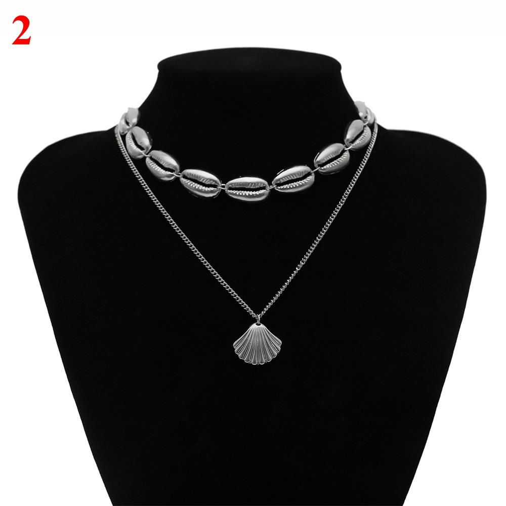 Cadouri de aur pentru femei Colier multistrat cu scoici boeme Bijuterii de plajă