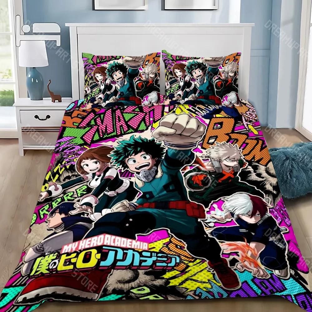 Мультяшная пододеяльник Наволочка Постельное белье My Hero Academia Набор для взрослых Мальчик Девочка Украшение спальни Детский подарок Односпальный Двуспальный Размер