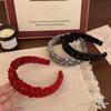Wide Wide Hairband Solid Color Sponge Hair Band Fashion Sequins Headband  Ladies