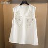 Women's Lyocell Linen V-Neck Embroidered Vest