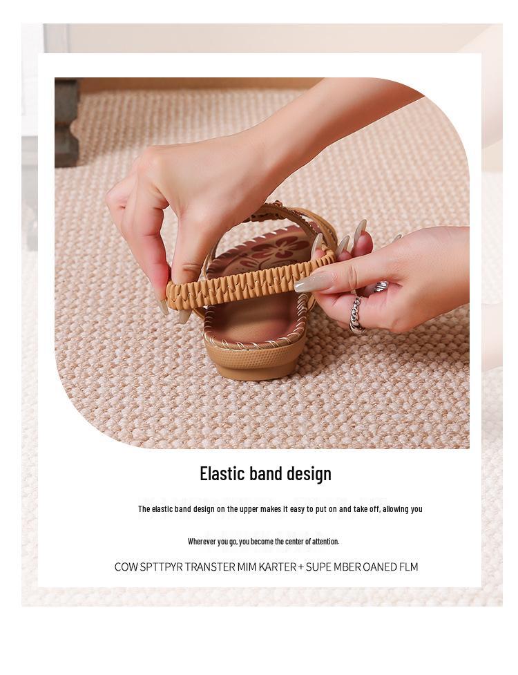 2025 Bohemian Rhinestone Women's Summer Sandals - Flat, Round & Open Toe