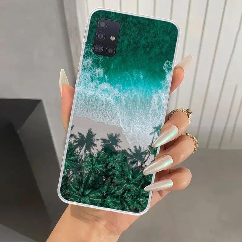 Summer Beach Sunset Sea Palm Tree Phone Case for Samsung Galaxy A52 A32 A22 A12 A02S A50S A30S A10S Note 20 Ultra 10 Plus S10 A3