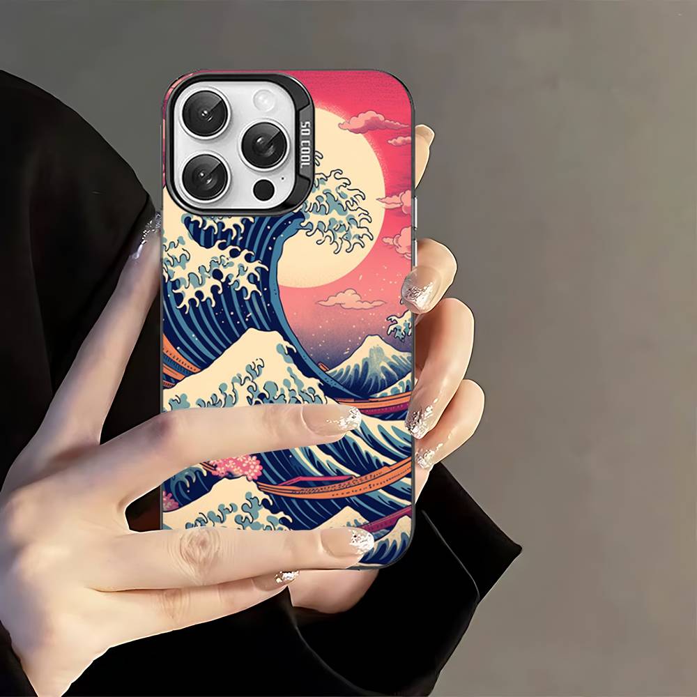 Japanese Waves Phone Case For IPhone 17 16 15 14 13 12 11 Pro Max Plus Pro Colorful Shell
