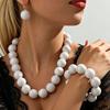 European and American Personality Exaggerated Design Round Bead Handmade Beaded Necklace Niche Retro Necklace Set Three-piece Set