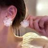 LATS White Flower Stud Earrings for Women Flower Earring Modern Cute Teens Girl Party Jewelry Accessories Gifts
