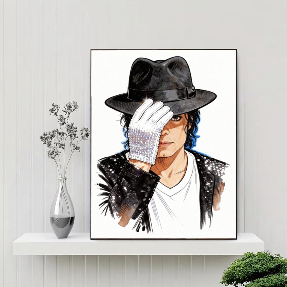 Michael Jackson Retro Dance Tribute 5D Round Diamond Painting Kit Diamond Embroidery Painting Rhinestones Mosaic Frameless Handwork Decoration Arts