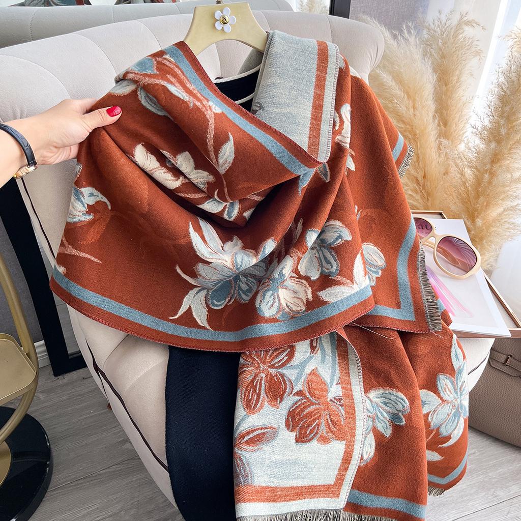scarf, extended floral fashion and simplicity, universal in all seasons, imitation cashmere thickened women's scarf
