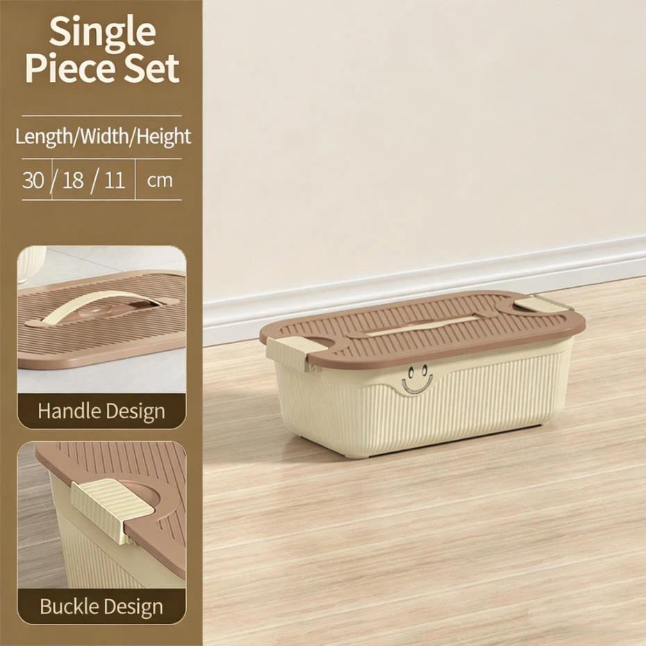 Desktop Storage Box For Snacks And Miscellaneous Items With Lid And Handle Plastic Home Organizing Basket For Fruits And Clothes Storage Solution 30 x 18 x 11cm