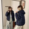 Ribs hooded short down cotton-padded jacket for women's winter new loose small cotton-padded jacket