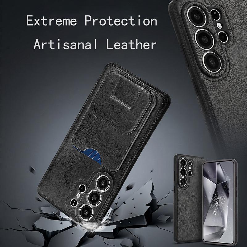 Vintage Leather Case for Samsung Galaxy S26 Ultra S25+ Plus S24 S23 A15 A16 A54 A55 A56 With Card Holder Pocket Kickstand