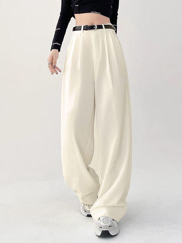 Women's Spring/Summer 2026 High Waist Loose Wide Leg Floor-Length Suit Pants