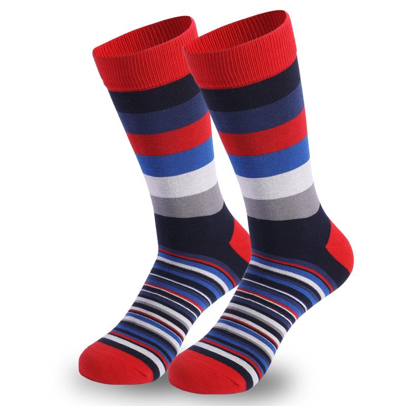 Men's Plus Size Striped Knee-High Socks - Trendy European & American Style for Autumn/Winter