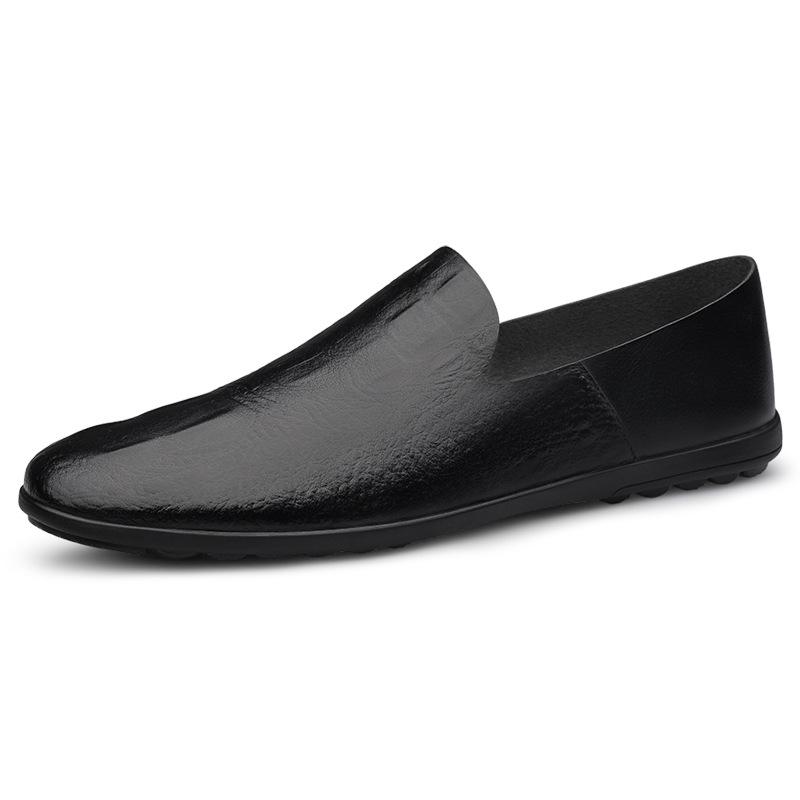 Men's Summer 2024 Soft Leather Loafers - Single Layer, Flat Bottom, Casual Slip-on Driving Shoes