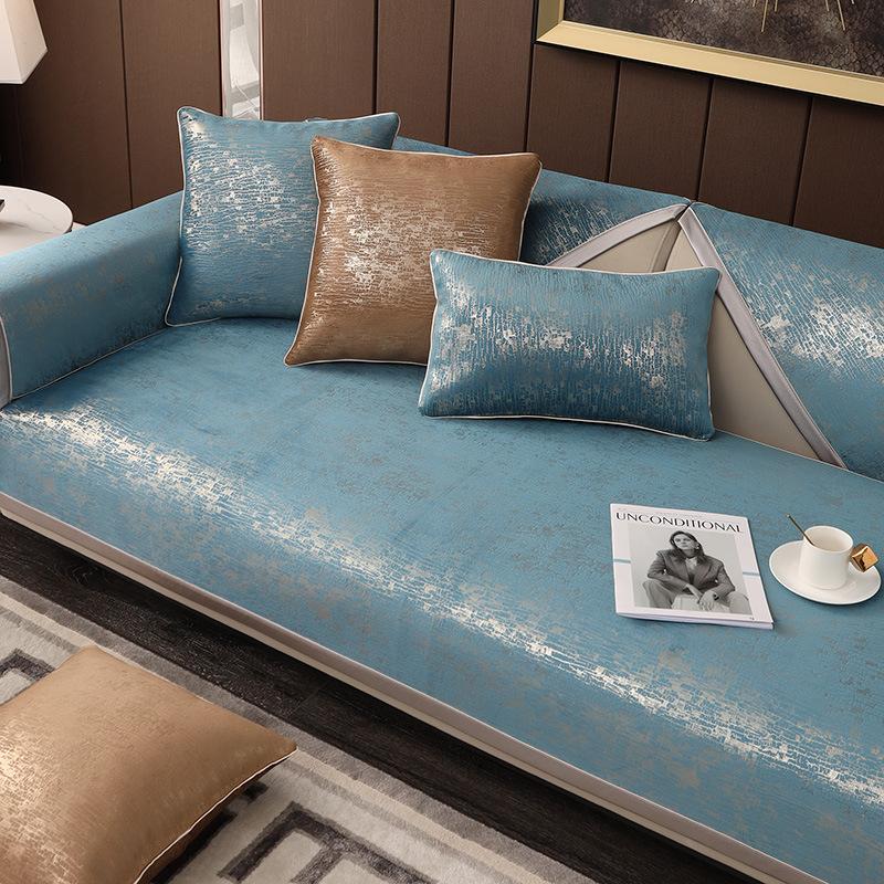 Evropské lehké luxusní potahy na pohovku žinylkový styl razítkování za tepla Polštář Four Seasons Univerzální protiskluzový potah na pohovku ručník