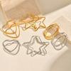 Vnox Atmospheric Big Hoop Earrings For Women Stainless Steel Simple Star Heart Circle Chunky Earrings Two Color Female Jewelry