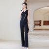Women's Irregular Vest & Wide-Leg Pants Set