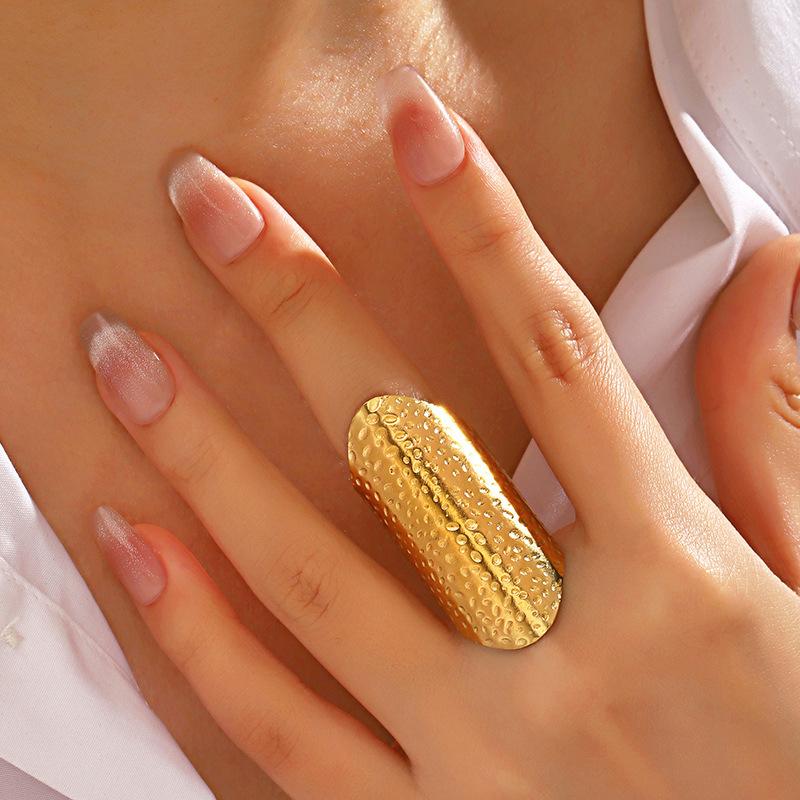 Punk Gothic Metal Wide Thick Open Rings for Men Women Hiphop Exaggerated Hammer Texture Ring Fashion Party Jewelry Accessories