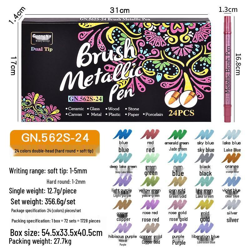 Gold & Silver Double-Ended Two-Color Waterproof Metal Markers for Black Card, Drawing, Signing, and Graffiti