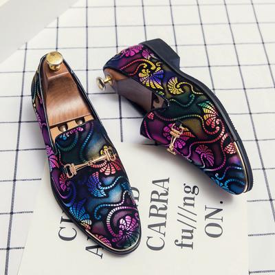Mode Frühling Luxus Herren Kleiderschuhe Slipper Loafer Herrenmode Gold Blau Muster Oxford Schuhe Klassische Gentlemen Hochzeitsballschuhe