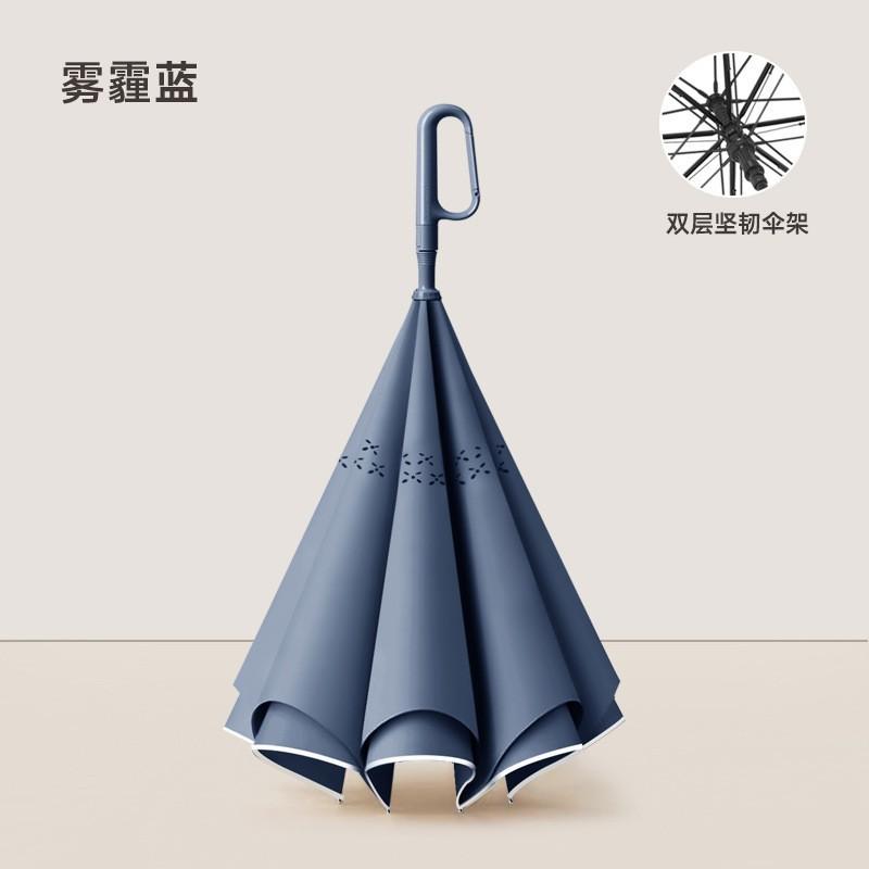 Ring-lock double-layer fully automatic reverse umbrella, long handle, large car umbrella, enlarged, reinforced, thickened, wholesale umbrellas for