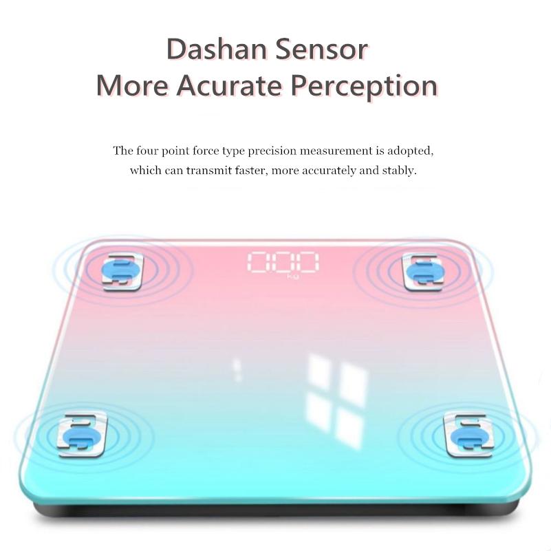 180kg Gradients Pink Color Bathroom Scales Floor Digital Scale Body Weight Glass Led Smart Scales Electronic Balance Body Scale