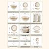 European Style Gold Rim Ceramic Dinnerware Set - Includes Large Bowls, Soup Bowls, Plates, and Rice Bowls for New Year Celebrations.