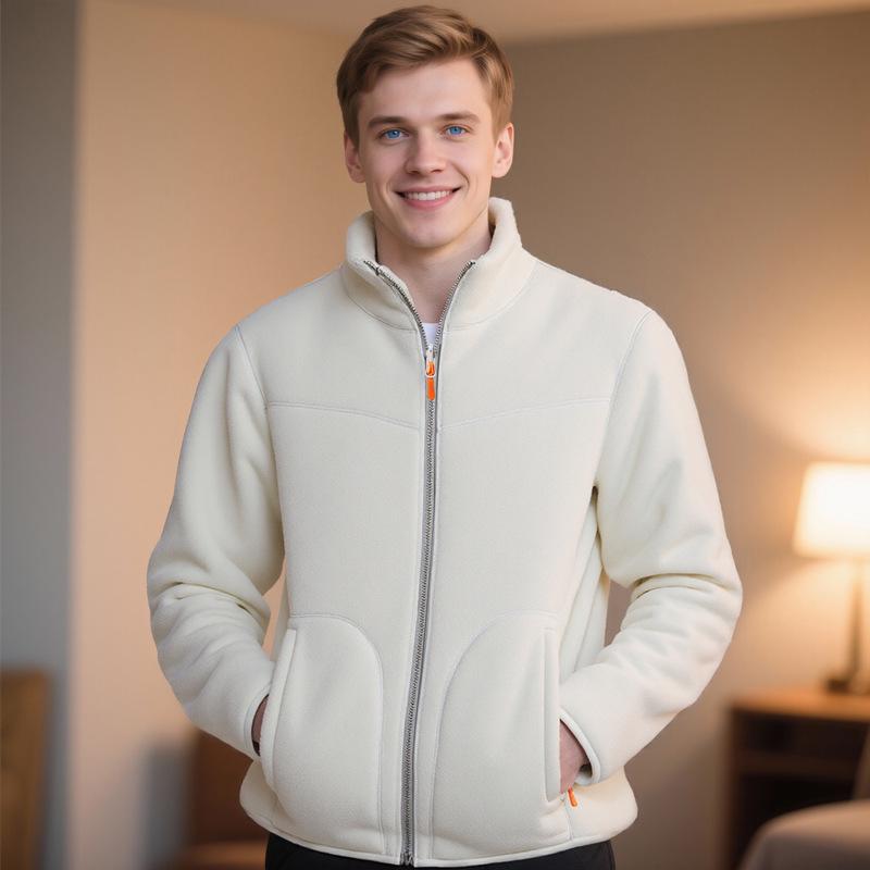 2025 Men s Double-Sided Fleece Jacket - Ollie Sherpa & Coral Design L