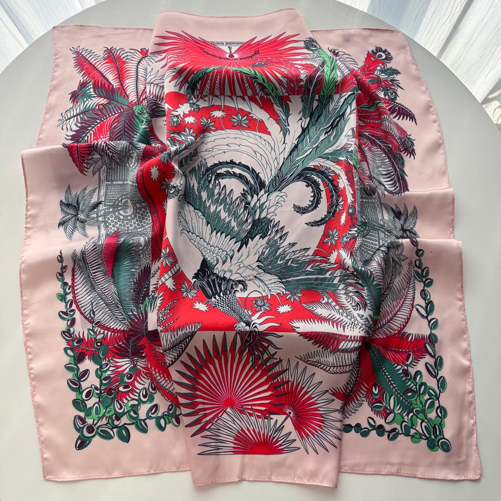 Soft Stain Retro Square Scarf For Women Elegant Ladies Hijab Neckerchief Shawl Luxury Imitation Silk Scarves For Travel