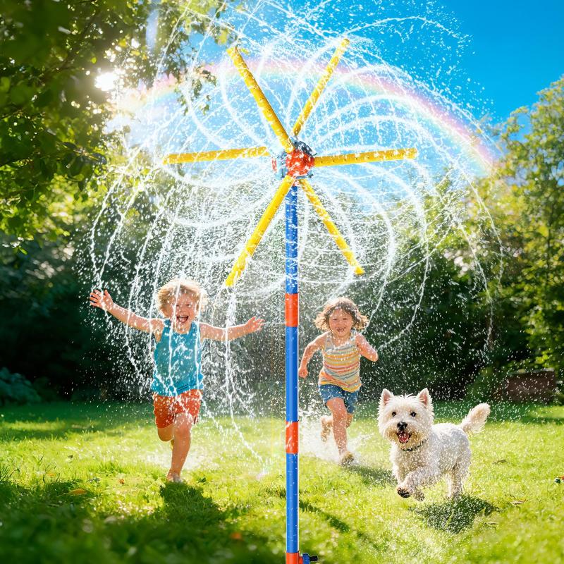 Windmill Water Sprinkler For Kids Summer Toys, 360° Spinning Splash Water Toy, Upgraded Double Sided With 6 Blades