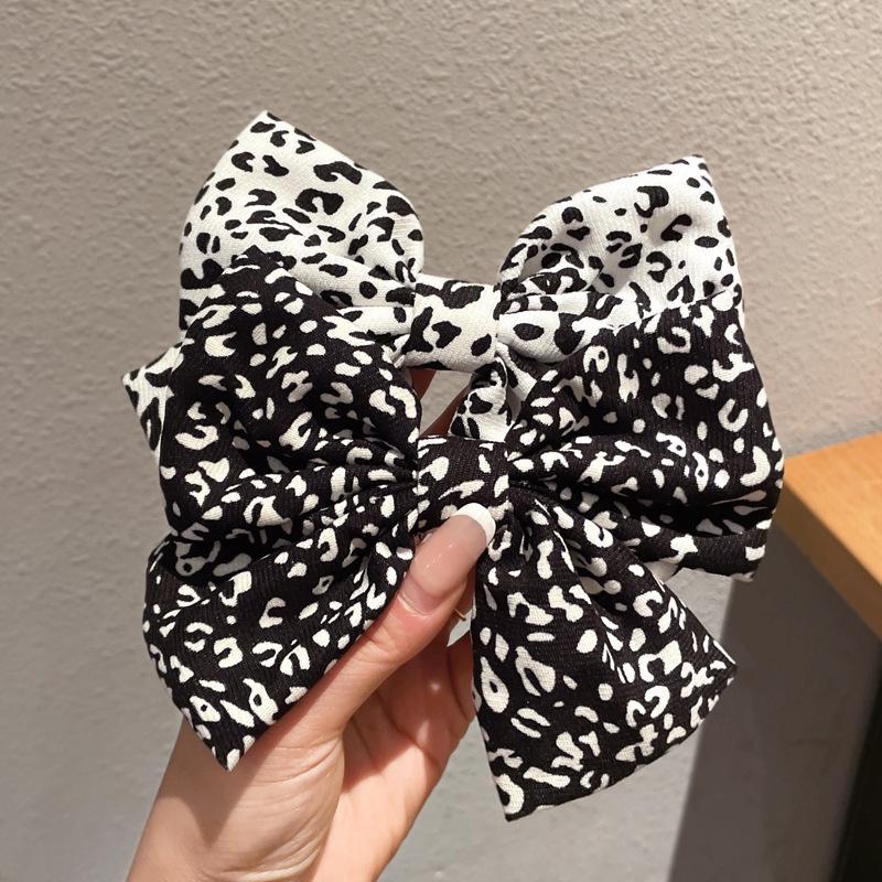 Sexy Leopard Print Bow Hair Clip Women Large Bowknot Satin Hairpin Barrettes Girls Ponytail Clip Hair Accessories Headwear Gift