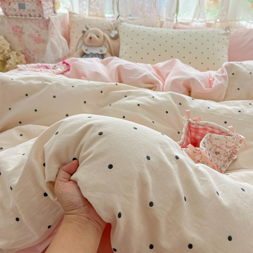 3pcs Cute Polka Dots Print Duvet Cover Set (1*Duvet Cover + 2*Pillowcase, Without Core),soft fabricBedding Set
