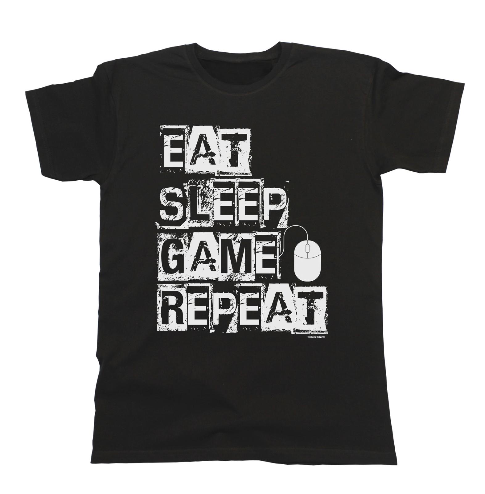 Eat Sleep Game Repeat PC MOUSE Funny Mens T-Shirt Mens Womens Tees Top Slogan Gamer Geek L