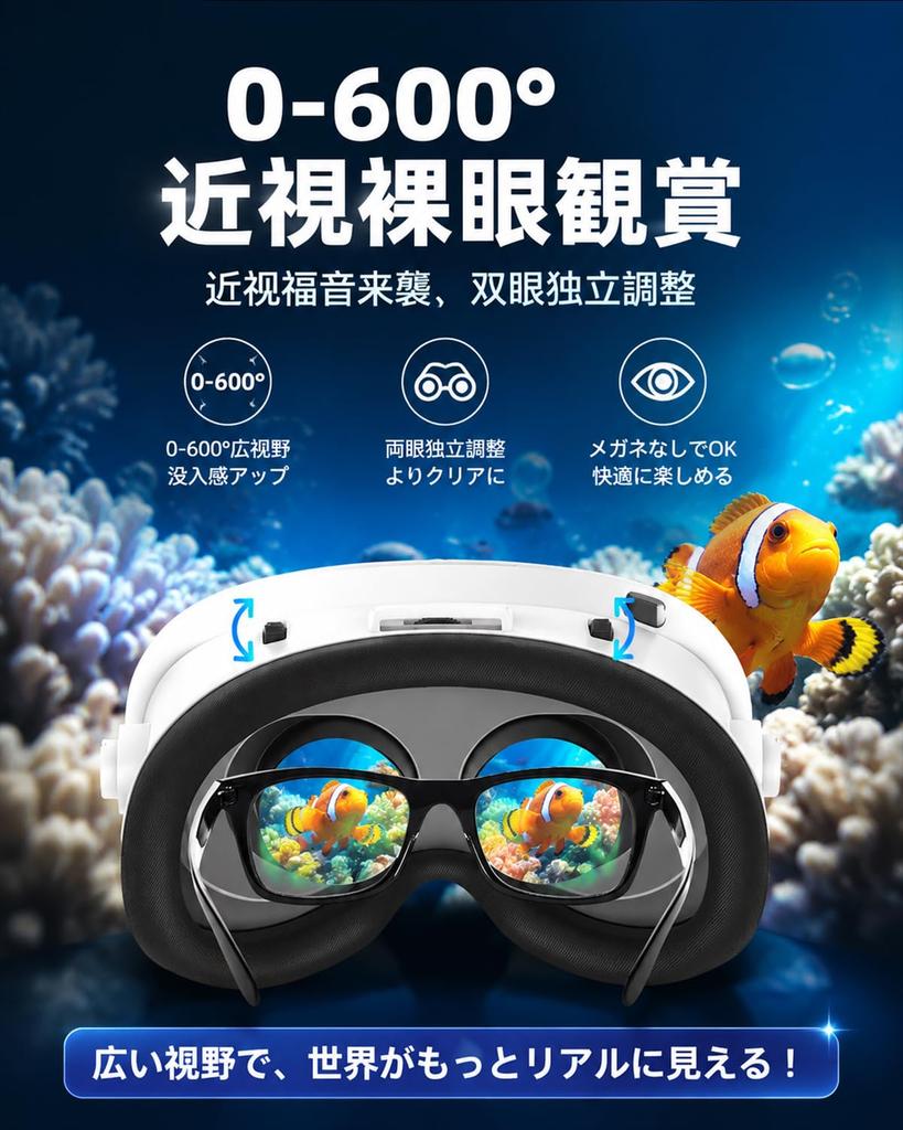 VR Goggles for VR Headset Improved with Compatible with Adjustable Focus and Interpupillary Aspherical Optical Lenses Smartphones, [Latest Model],