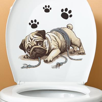 Fun-m144 Sells Cute Pug Toilet Stickers for Bathroom Bathroom Decorative Wall Stickers Self-adhesive