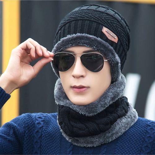 Hats men's and women's autumn and winter outdoor pullover to cover ears and keep warm knitted wool hats men's hats piled and thickened scarves