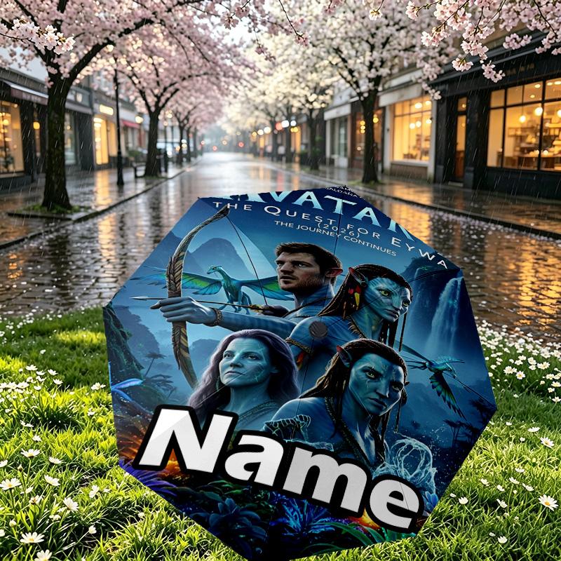 Custom Name Personalized Avatar Print Umbrella, Auto Open Close, 8‑Rib Sturdy Frame, Commute Camping Hiking Use, Birthday Gift