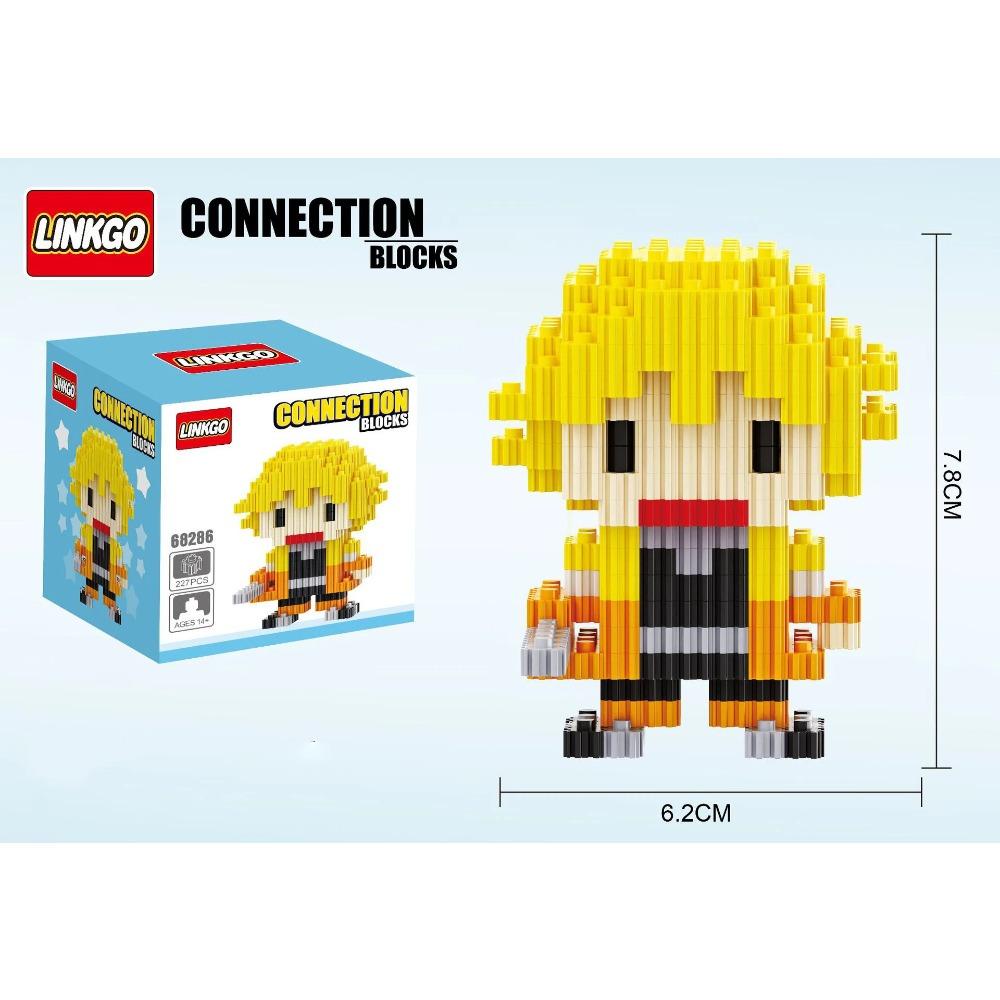 Linkgo Anime Connection Stavebnice Goku Luffy Demon Slayer Nezuko Stitch Pikachu Sasuke 3D Model Mini Cihlová Figurka Hračky