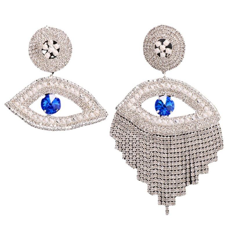 Modische Strass-Ohrringe, Europäische und Amerikanische Persönlichkeit, Übertriebene Teufelsauge-Fransen-Ohrringe, Accessoires, Ohrringe