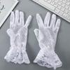 Transparent Bridal Gloves Full Finger Tulle Mittens Fashion Bow Short Sunscreen Lace Gloves  Women